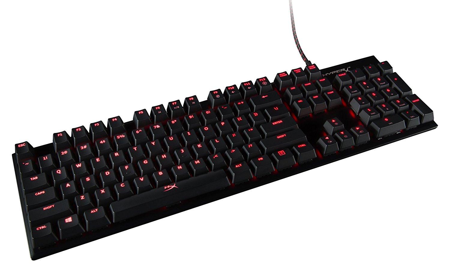 Геймърскa механична клавиатура Kingston HyperX, Alloy Red, Червени суичове