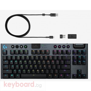 Геймърска клавиатура LOGITECH G915 TKL Tenkeyless LIGHTSPEED Wireless RGB Mechanical Gaming Keyboard - CARBON - US INTL - 2.4GHZ/BT - N/A - INTNL - TACTILE SWITCH