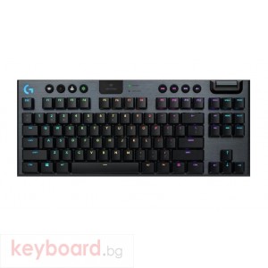 Геймърска клавиатура LOGITECH G915 TKL Tenkeyless LIGHTSPEED Wireless RGB Mechanical Gaming Keyboard - GL Clicky - CARBON - US INTL - INTNL