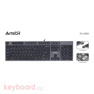 Клавиатура A4 TECH KV-300H,Клавиатура X-струк.,2 USB порт