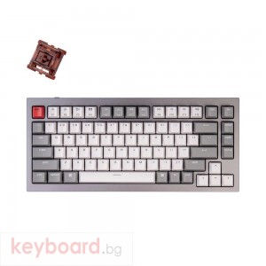 Геймърска Механична клавиатура Keychron Q1 Silver Grey QMK TKL Gateron G Pro Brown Switch RGB LED ABS