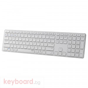Безжична клавиатура Rapoo E9800M, X-структурна, Multi-mode, Bluetooth, 2.4 GHz, Бял