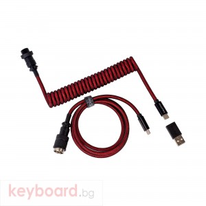 Кабел за клавиатура Keychron Premium Coiled Aviator, USB-C - USB-C, Червен