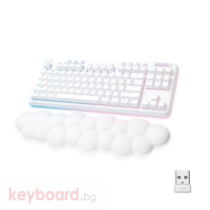 Безжична геймърска механична клавиатура Logitech G G715, TKL, Tactile, RGB LED, US Layout, бяла