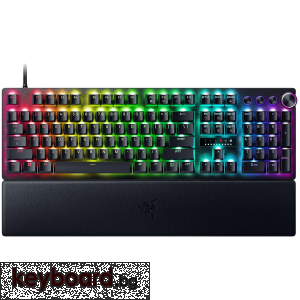 Геймърска клавиатура Huntsman V3 Pro - US Layout, Gaming Keyboard, Analog Optical Switch Gen-2, Razer Chroma RGB, Magnetic Firm Leatherette Wrist Rest, Multi-function Dial with 3 dedicated button, Detachable Type-C Cable, Doubleshot PBT Keycaps, 1000 Hz P