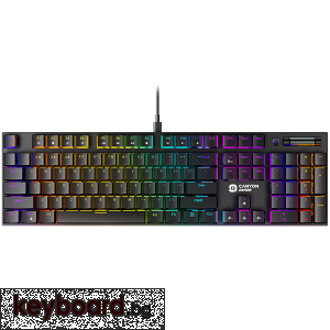 Геймърска клавиатура CANYON Cometstrike TKL GK-55, 104keys Mechanical keyboard, 50million times life, with VS11K28A solution, GTMX red switch, RGB backlight, 18 modes, 1.8m PVC cable, metal material + ABS, US layout, size: 436*126*26.6mm, weight:820g, bla
