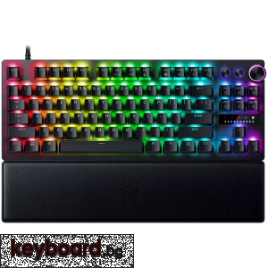 Геймърска клавиатура Razer Huntsman V3 Pro Tenkeyless, Gaming keyboard, Analog Optical Switch gen2, Razer Chroma RGB, Magnetic Firm Leatherette Wrist Rest, Multi-function Dial with 3 dedicated button, Detachable Type C Cable, 1000 Hz Polling Rate, Brushed
