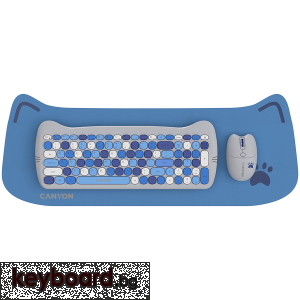 Клавиатура CANYON HSET-W6 Keyboard+Mouse Kitty Edition AAA+АА Wireless Blue