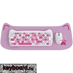 Клавиатура CANYON HSET-W6 Keyboard+Mouse Kitty Edition AAA+АА Wireless Pink