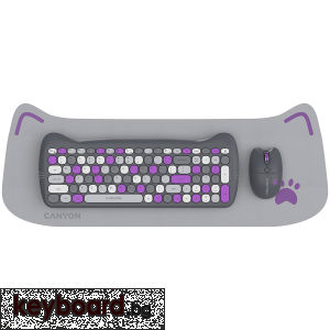 Клавиатура CANYON HSET-W6 Keyboard+Mouse Kitty Edition AAA+АА Wireless Violet