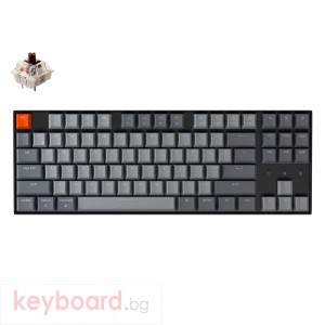 Геймърска Механична клавиатура Keychron K8, Hot-Swappable TKL Gateron, Brown Switch White LED, Gateron Brown Switch ABS