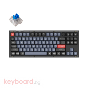 Геймърска Механична клавиатура Keychron V3 TKL Knob QMK Frosted Black Translucent, Keychron K Pro Blue Switch, RGB Backlight