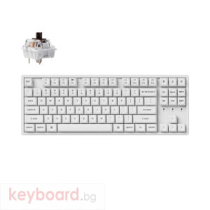 Геймърска механична клавиатура Keychron K8 Pro White QMK/VIA TKL K Pro(Hot Swappable) Brown Switch RGB Backlight Alluminium Frame