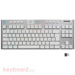 Безжична геймърска механична клавиатура Logitech, G915 TKL White Lightsync RGB, Tactile суичове