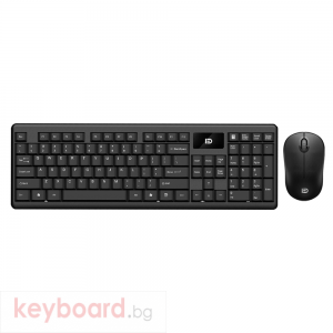 Комплект мишка и клавиатура No brand 1600, Безжични, Черен 