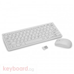 Комплект мишка и клавиатура No brand K03, Безжични, Бял 