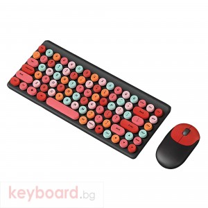 Комплект мишка и клавиатура No brand QW02, Безжични, Многоцветен 