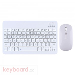 Комплект мишка и клавиатура No brand 030, Bluetooth, Бял 