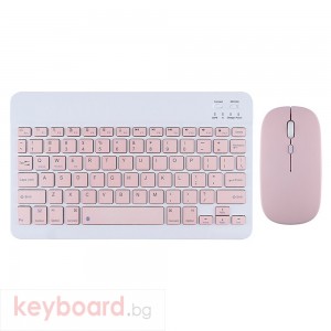 Комплект мишка и клавиатура No brand 030, Bluetooth, Розов 
