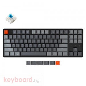 Геймърска Механична клавиатура Keychron K8 Aluminum Hot-Swappable TKL Gateron Blue Switch RGB LED ABS