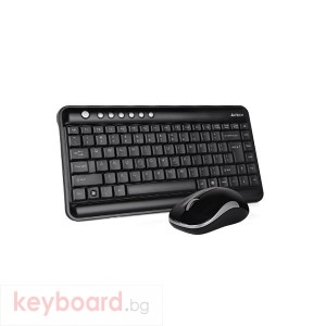 Комплект мини клавиатура и мишка A4tech 3300N, Безжичен, Черен