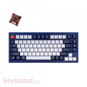 Геймърска Механична клавиатура Keychron Q1 Navy Blue QMK TKL Gateron G Pro Brown Switch RGB LED ABS
