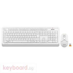 Комплект клавиатура и мишка A4TECH Fstyler FG1012, Безжичен, Бяла