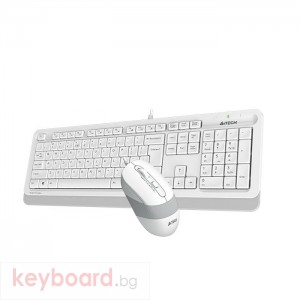 Комплект клавиатура и мишка A4TECH F1010, с кабел, USB, Бял