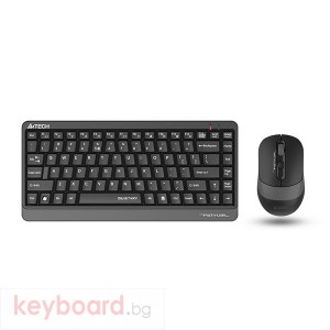 Комплект клавиатура и мишка A4TECH Fstyler F1110Q, Безжичен, Сива