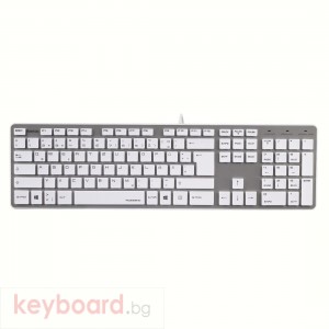 Клавиатура Hama Rossano сивo-бяла, USB, безшумни клавиши