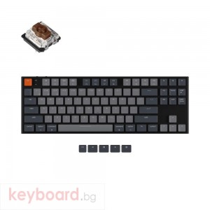 Геймърска Механична клавиатура Keychron K1 Alum TKL Low Profile Brown Switch White LED ABS