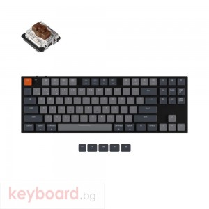 Геймърска Механична клавиатура Keychron K1 Alum TKL Low Profile Brown Switch White LED ABS