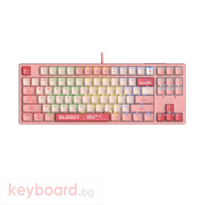 А4tech Геймърска механична  клавиатура Bloody Energy Pink S87 BLMS TKL RGB Backlit red switch , USB