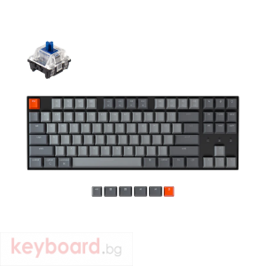 Геймърска Механична клавиатура Keychron K8 TKL, Hot-Swappable Gateron Optical Blue Switch RGB Backlight