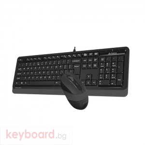 Комплект клавиатура и мишка A4TECH F1010, с кабел, USB, Сив