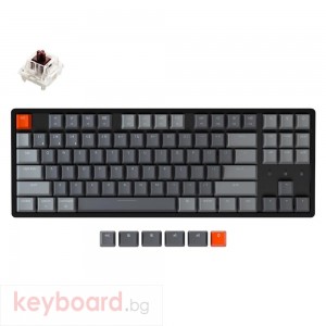 Геймърска Механична клавиатура Keychron K8 Aluminum Hot-Swappable TKL Gateron Brown Switch RGB LED ABS