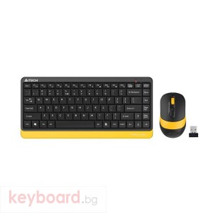 Комплект клавиатура и мишка A4TECH Fstyler F1110, Безжичен, Черен/Жълт