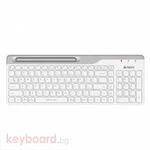 Безжична клавиатура A4tech Fstyler FBK25, Bluetooth, 2.4G, Стойка за телефон, Кирилизирана, Бял