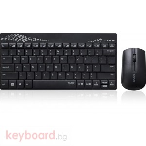 Клавиатура и мишка RAPOO 8000, Безжични, Черен