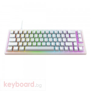 Геймърскa механична клавиатура XTRFY K5 Transperant White, 65% Hotswap RGB US Layout Kailh Red