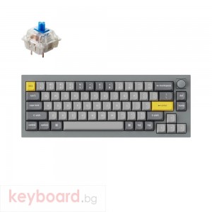 Геймърска Механична клавиатура Keychron Q2 Silver Grey Knob QMK 65% Gateron G Pro Blue Switch RGB LED PBT