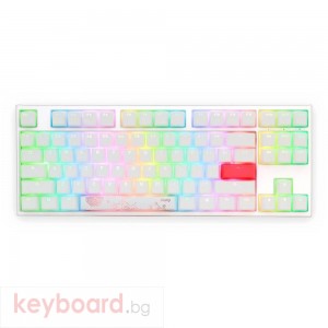 Геймърскa механична клавиатура Ducky One 2 TKL White RGB, Kailh BOX Silent Pink
