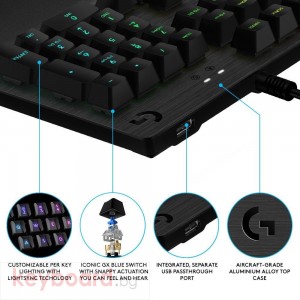 Геймърска механична клавиатура Logitech, G513 Carbon RGB, GX Blue Mechanical суичове