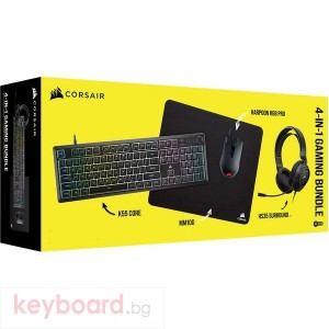 CORSAIR Геймърски бъндъл 4 в 1 - K55 CORE / HARPOON RGB PRO / HS35 Surround v2 / MM100