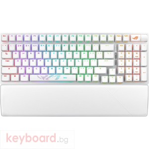 Геймърска безжична Клавиатура ASUS ROG Strix Scope II 96 - Moonlight White
