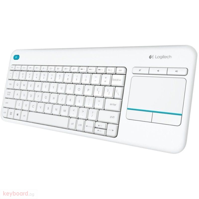 Клавиатура Logitech Wireless Touch K400 Plus, Бяла