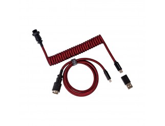 Кабел за клавиатура Keychron Premium Coiled Aviator, USB-C - USB-C, Червен