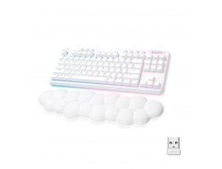 Безжична геймърска механична клавиатура Logitech G G715, TKL, Tactile, RGB LED, US Layout, бяла