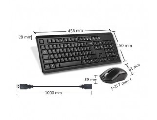 Комплект клавиатура и мишка A4tech 4200N, Безжичен, мишка V-track, Черен