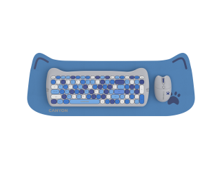 Клавиатура CANYON HSET-W6 Keyboard+Mouse Kitty Edition AAA+АА Wireless Blue
